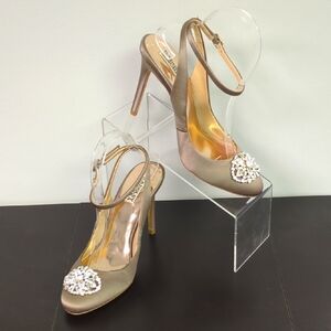 Badgley Mischka Gold and Silver Satin Stiletto Heels